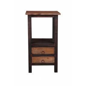 Sunset Trading Cottage Two Drawer End Table In Distressed  Black and Brown - Sunset Trading CC-TAB168TT-BWRW