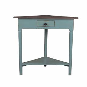 Sunset Trading Cottage Corner Table In Distressed Beach Blue And Raftwood - Sunset Trading CC-TAB179TLD-BBRW