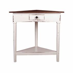 Sunset Trading Cottage Corner Table In Distressed White And Raftwood - Sunset Trading CC-TAB179TLD-WWRW