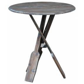 Sunset Trading Cottage Round Boat Oar Accent Table In Distressed  Brown and Blue - Sunset Trading CC-TAB813LD-BBR