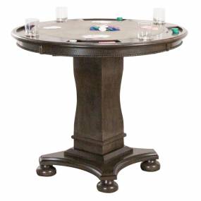 Sunset Trading Vegas 42" Round Counter Height Dining, Chess and Poker Table With Reversible 3 in 1 Game Top In Distressed Gray Wood - Sunset Trading CR-87711-TCB