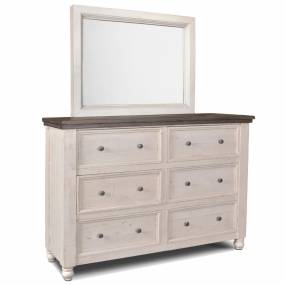 Rustic French 6 Drawer Double Dresser and Mirror Set  - Sunset trading HH-4750-20-310