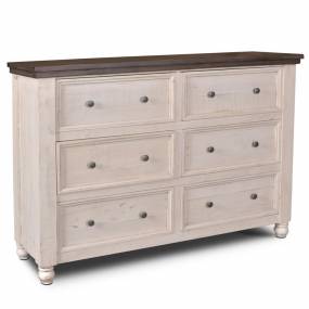 Rustic French 6 Drawer Double Dresser  - Sunset trading HH-4750-310