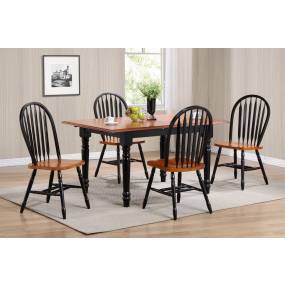 Sunset Trading Selections 5 Piece 60" Rectangular Extendable Dining Set, Windsor Arrowback Windsor Chairs, Butterfly Leaf Table, Cherry/Antique Black Wood, Seats 4, 6 - Sunset Trading PK-TLB3660-820-BCH5P