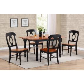 Sunset Trading Selections 5 Piece 60" Rectangular Extendable Dining Set, Napoleon Chairs, Butterfly Leaf Table, Cherry/Antique Black Wood, Seats 4, 6 - Sunset Trading PK-TLB3660-C50-BCH5P