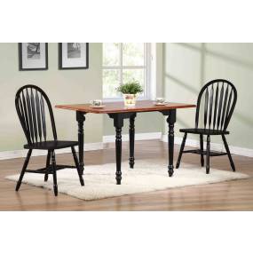 Sunset Trading Selections 3 Piece 48" Rectangular Extendable Dining Set, Windsor Arrowback Windsor Chairs, Drop Leaf Table, Antique Black/Cherry Wood, Seats 2,4 - Sunset Trading PK-TLD3448-820-AB3P