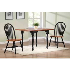 Sunset Trading Selections 3 Piece 48" Rectangular Extendable Dining Set, Windsor Arrowback Windsor Chairs, Drop Leaf Table, Cherry/Antique Black Wood, Seats 2,4 - Sunset Trading PK-TLD3448-820-BCH3P