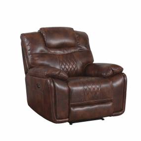 Sunset Trading Diamond Power Recliner In Brown Leather Gel - Sunset Trading SU-ZY5018A001-H246