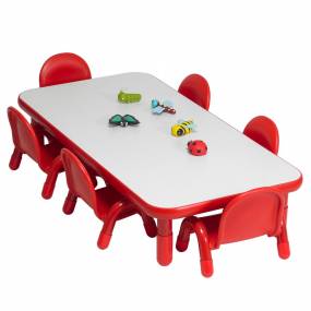 BaseLine Toddler 60" x 30" Rectangular Table & Chair Set - Solid Candy Apple Red - Children's Factory AB74612PR