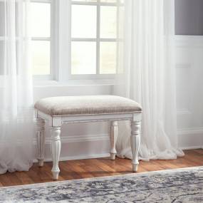 European Traditional Accent Bench In Antique White Base w/ Weathered Bark Tops - Liberty Furniture 244-AB9001