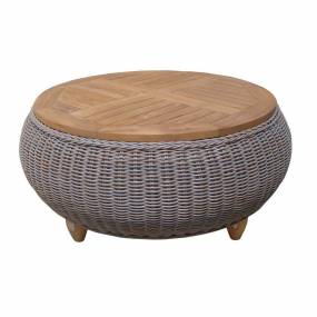 Outdoor Paradise Ottoman With Wood Top -  Padma's Plantation OL-PRD05-ECO