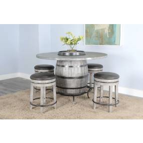 Alpine Grey Round Pub Table w/ Wine Barrel Base (TABLE ONLY) - Sunny Designs 1038AG