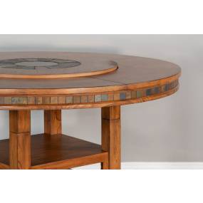 Sedona Rustic Oak 60"R Table w/ Lazy Susan - Sunny Designs 1225RO2