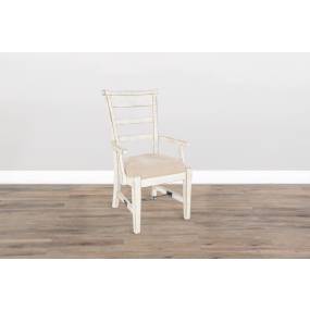 Marina White Sand Arm Chair, Cushion Seat - Sunny Designs 1605WS