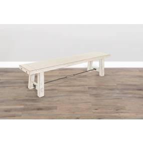 Marina White Sand 64" Bench w/ Turnbuckle, Wood Seat - Sunny Designs 1615WS