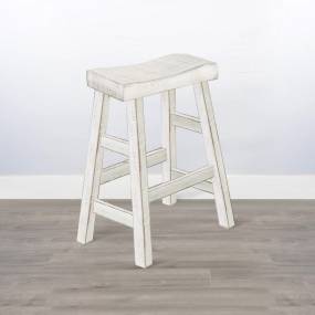 Marina White Sand 30"H Saddle Seat Stool, Wood Seat - Sunny Designs 1768WS-30