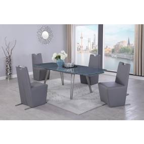 Evie Contemporary Motion-Extendable Gray Glass Table - Chintaly EVIE-DT