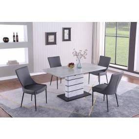 Kelly 5-Piece Dining Set with Extendable Marbleized Table, Art Deco Strip Base & 4 Club Style Chairs - Chintaly KELLY-5PC
