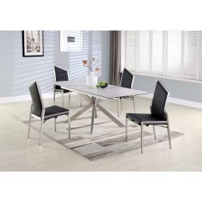 Nala 5-Piece Dining Set with Pop-Up Extendable Ceramic Top Table & 4 Motion Chairs - Chintaly NALA-5PC-BLK