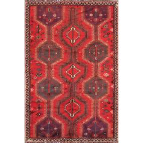 Pasargad Home Vintage Azerbaijan Red Lamb's Wool Area Rug- 4'11" X  7' 7" - Pasargad Home 000432