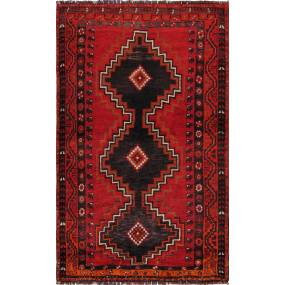 Pasargad Home Vintage Azerbaijan Red Lamb's Wool Area Rug- 4' 2" X  7' 2" - Pasargad Home 000447