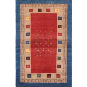 Gabbeh Collection Hand-Knotted Lamb's Wool Area Rug- 3' 11" X 6' 3"  - Pasargad Home 028458