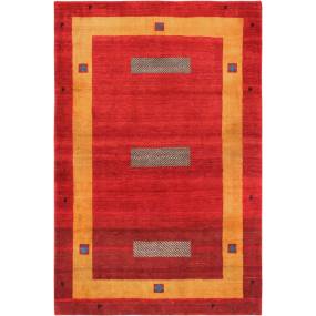 Pasargad Home Tribal Collection Hand-Knotted Lamb's Wool Area Rug- 4' 0" X 6' 2" - Pasargad Home 028482