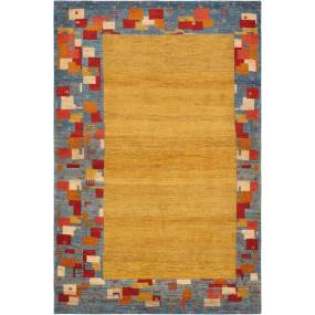 Gabbeh Collection Hand-Knotted Lamb's Wool Area Rug- 4' 2" X 6' 4" - Pasargad Home 028512