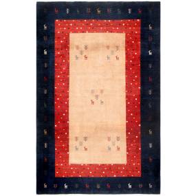 Gabbeh Collection Hand-Knotted Lamb's Wool Area Rug- 4' 4" X 7' 0"  - Pasargad Home 029407