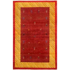 Gabbeh Collection Hand-Knotted Lamb's Wool Area Rug- 4' 0" X 5' 5"  - Pasargad Home 029418