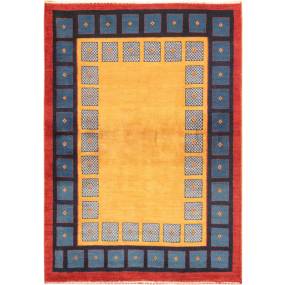 Gabbeh Collection Hand-Knotted Lamb's Wool Area Rug- 3' 5" X 4' 10"  - Pasargad Home 029461