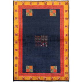 Gabbeh Collection Hand-Knotted Lamb's Wool Area Rug- 4' 0" X 5' 11"  - Pasargad Home 030224