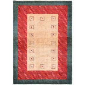 Gabbeh Collection Hand-Knotted Lamb's Wool Area Rug- 4' 3" X 5' 11"  - Pasargad Home 030237
