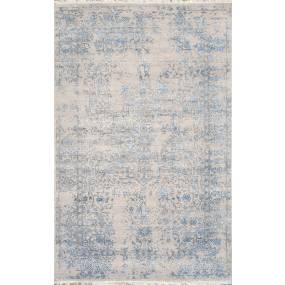 Pasargad Home Transitional Collection Hand Knotted Bsilk & Wool Area Rug, 5' 9" X 9' 0", Silver/L. Blue - Pasargad Home pdc-1866 6x9