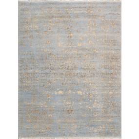 Pasargad Home Transitional Collection Hand Knotted Bsilk & Wool Area Rug, 8'11" X 11' 9", L. Blue/Gold - Pasargad Home pdc-1980 9x12