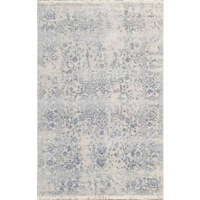 Pasargad Home Transitional Collection Hand Knotted Bsilk & Wool Area Rug, 4' 0" X 6' 3", Silver/Blue - Pasargad Home pdc-2905 4x6