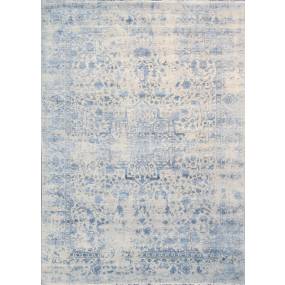 Pasargad Home Transitional Collection Hand Knotted Bsilk & Wool Area Rug, 8' 5" X 11' 8", Silver/Blue - Pasargad Home pdc-3405 8x12