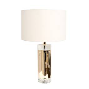 Pasargad Home Jupiter Glass Base & Steel Body with White Shade Table Lamp,On-Off Switch - Pasargad Home PMT-29111