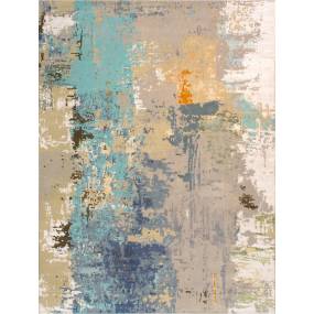 Pasargad Home Modern Collection Hand-Knotted Silk & Wool Area Rug-10' 3" X 14' 3", Taupe/Turquoise - Pasargad Home POPE-52 10x14