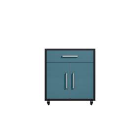 Eiffel 28.35" Mobile Garage Storage Cabinet with 1 Drawer in Blue Gloss - Manhattan Comfort 252BMC83
