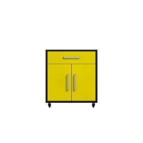 Eiffel 28.35" Mobile Garage Storage Cabinet with 1 Drawer in Yellow Gloss - Manhattan Comfort 252BMC84