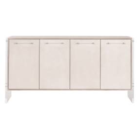 Lorin Shagreen Media Sideboard in White Shagreen, Natural Gray Acacia, Lucite, Brushed Silver - Essentials For Living 6109.NG/WHT-SHG/BSL