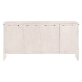 Sonia Shagreen Media Sideboard in White Shagreen, Lucite, Brushed Brass - Essentials For Living 6110.WHT-SHG/BBRS