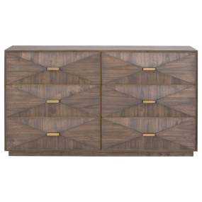 Wynn 6-Drawer Double Dresser in Burnished Brown, Brushed Gold - Essentials For Living 6158.BBRN/BGLD