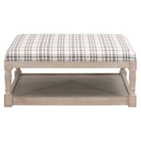 Townsend Upholstered Coffee Table in Tartan Charcoal, Natural Gray Ash - Essentials For Living 6429UP.TCH-BT/NG