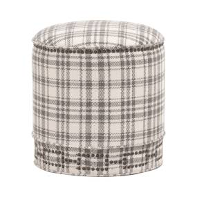 Marlow Ottoman in Tartan Charcoal - Essentials For Living 6436.TCH-GLD