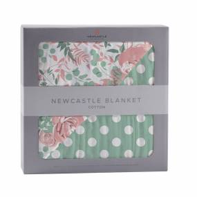 Desert Rose & Jade Polka Dot Cotton Muslin Blanket - Newcastle Classics 3014