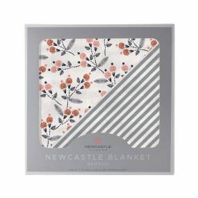 Dahlia Floral and Finley Stripe Bamboo Muslin Newcastle Blanket - Newcastle Classics 3025DHLA