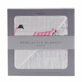 Pink Digger and White Bamboo Muslin Newcastle Blanket - Newcastle Classics 311