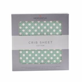 Jade Polka Dot Cotton Muslin Crib Sheet - Newcastle Classics 5026